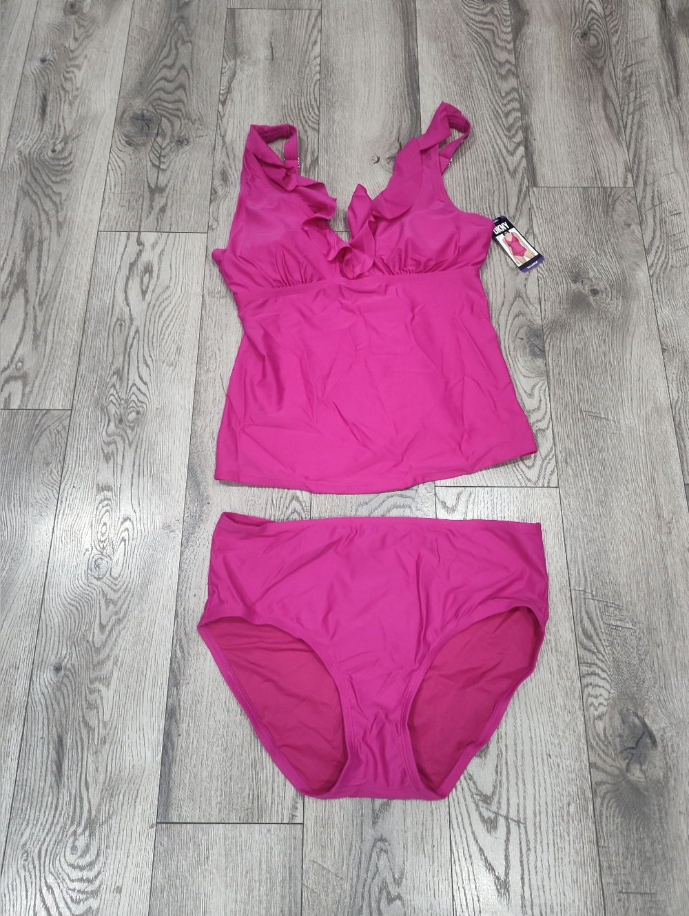 DKNY Hot Pink Ruffle Tankini Set